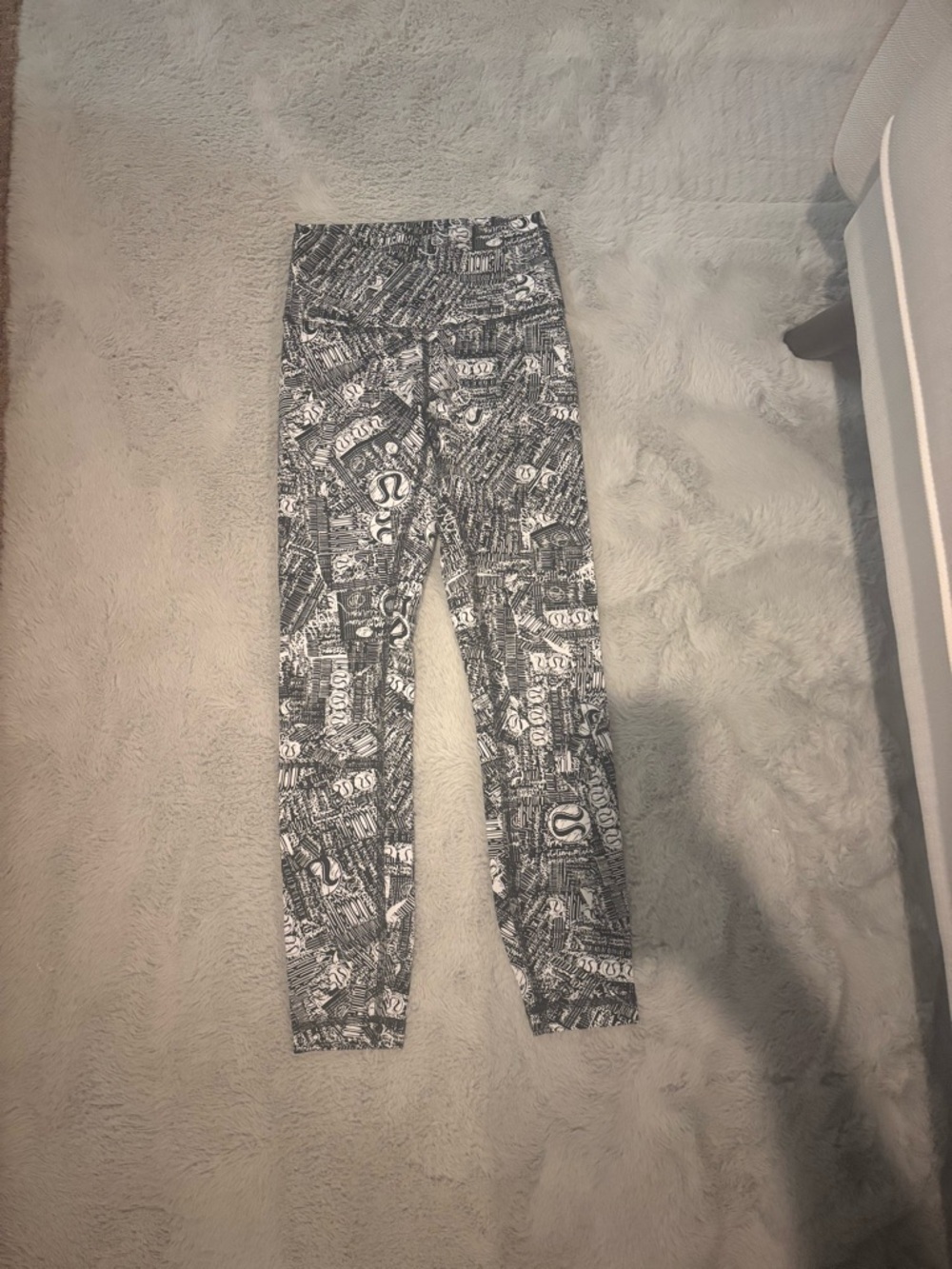 Gray and White Printed Lululemon Leggings
